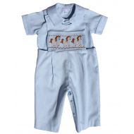 Carouselwear Baby Boy Blue Longall Overalls with Smocked Carousel Horses