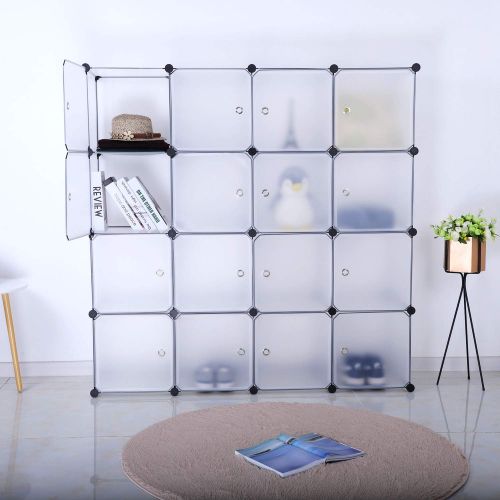  BASTUO 9-Cubes DIY Storage Cabinet Bookcase Shelf Baskets Modular Cubes,Closet for Toys.Books,Clothes,White with Doors