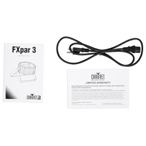  (2) Chauvet DJ FXPar 3 RGB+UV SMD LED Par Can Wash Lights wStrobe+Cables+Clamps