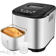 /AICOK Programmable Bread Maker[2018 Upgraded], Aicok 2.2LB Stainless Steel Bread Machine with Gluten Free Menu setting, 3 Loaf Sizes, 3 Crust Colors, 15-Hour Delay Timer, 1 Hour Keep War