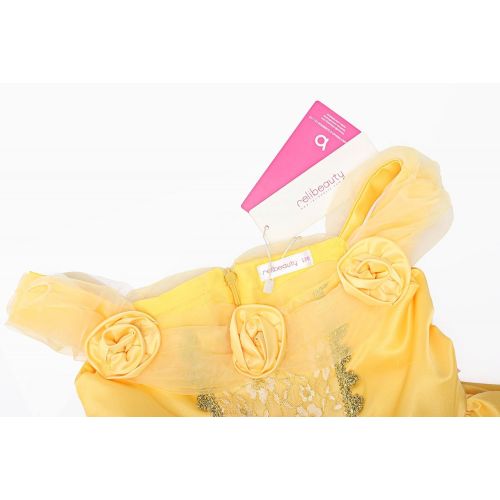  ReliBeauty Girls Princess Belle Costume Belted Dress Up
