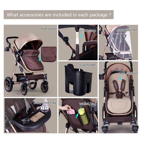  Infant Baby Stroller for Newborn and Toddler - Cynebaby Convertible Bassinet Stroller Compact Single Baby Carriage Toddler Seat Stroller Luxury Pram Stroller add Cup Holder Footmuf
