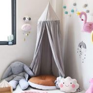 Didihou Mosquito Net Bed Canopy Kids Canopies Round Dome Crib Netting Princess Hanging Decorations for Kids Reading Play Indoor Games House (Grey)