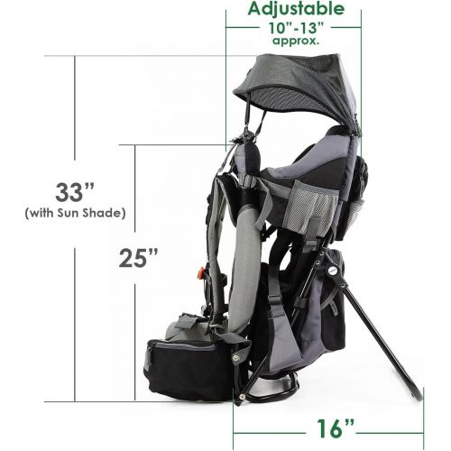  Clevr Cross Country Baby Backpack Hiking Carrier, 17 x 15 x 26, Midnight Black