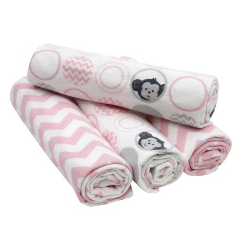  Bedtime Originals 4 Piece Flannel Blankets, Pinke