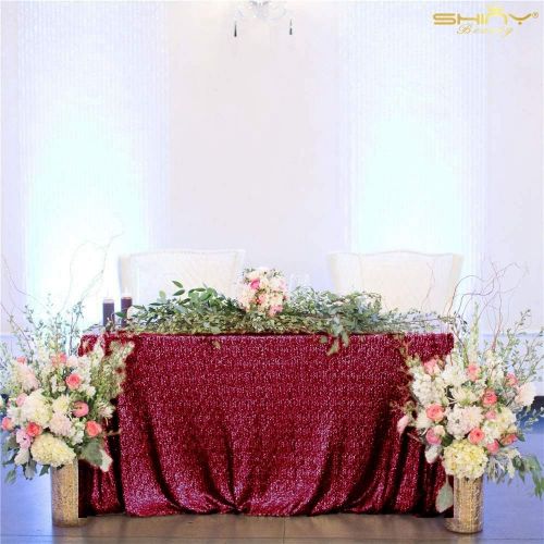  Brand: ShiDianYi Sequin Tablecloth Burgundy 90x156-Inch Sequin Table Linens Wine Rectangle Tablecloth for Wedding Decor -190222E