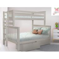 Bedz King Bunk Beds Twin over Full Mission Style with End Ladder and 2 Under Bed Drawers, Cappuccino
