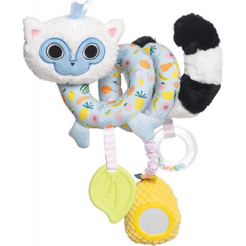  Manhattan Toy Lemur Baby Travel Spiral with Baby-Safe Mirror, Elastic Pull Cord, Textured Teether & Ring Rattle