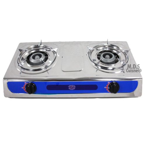  M.D.S Cuisine Cookware Double Head Propane Gas Burner Portable Camping Outdoor Stove Camping Stainless: Sports & Outdoors