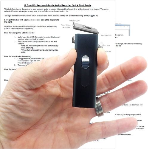  SOTA Surveillance Small Mini Voice Activated Audio Recorder | 94 Hour Storage Capacity (8GB) | 15 Hour Battery | Date & Time Stamp | Easy to Use | Crystal Clear Digital Recording | I8 Droid C Record
