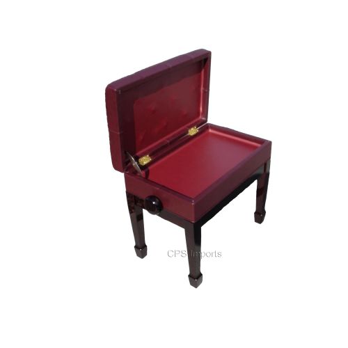  CPS Imports Adjustable Genuine Leather Artist Piano Bench Stool in Mahogany with Music Storage