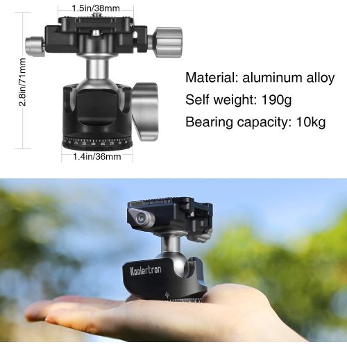  Koolertron Tripod Ballhead Upgraded Version Quick Release Replaces, Aluminum Alloy Construction,10KG22lbs Payload, Easy Panoramic Shooting, Easy Switch Between VerticalHorizontal
