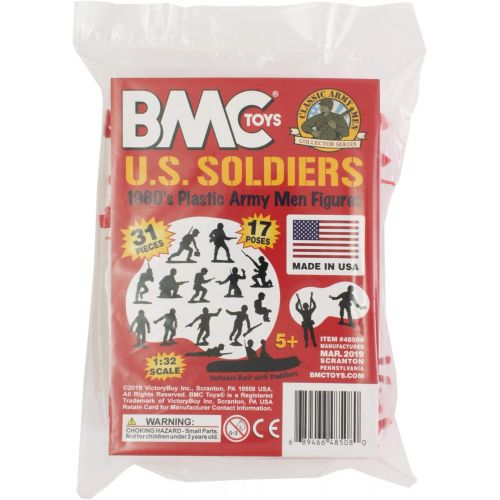  BMC Marx Plastic Army Men US Soldiers - Red 31pc WW2 Figures - Made in USA