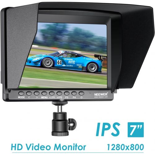 니워 Neewer F100 7-inch 1280x800 IPS Screen Camera Field Monitor support 4k input HDMI Video for DSLR Mirrorless Camera SONY A7S II A6500 Panasonic GH5 Canon 5D Mark IV and More (Batter