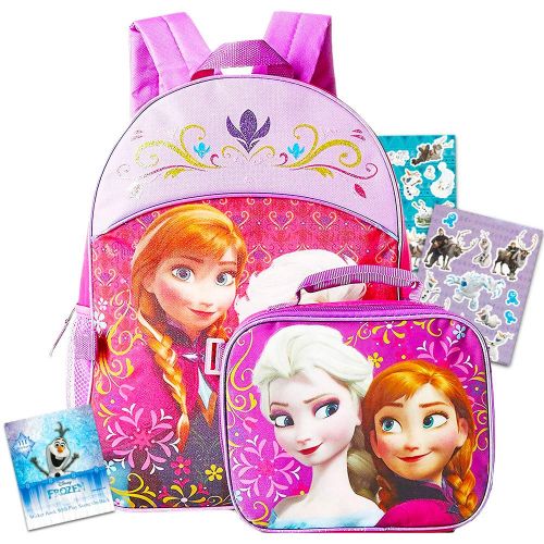 디즈니 Disney Frozen Backpack Set for Girls Kids ~ Deluxe 16 Inch Frozen Backpack with Lunch Bag and Stickers (Frozen School Supplies)