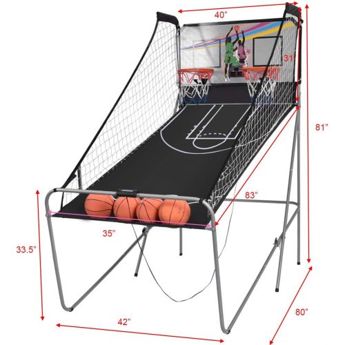 자이언텍스 Giantex Foldable Indoor Basketball Arcade Game Sport Double Triple Electronic Hoops Shot 2 Player 3 Player W 4,6 Balls