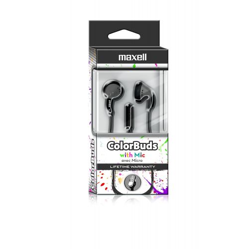  Maxell 199712 Comfortable Lightweight Dynamic Sound Reproduction Color Buds with Hands Free Built-In Microphone - Silver