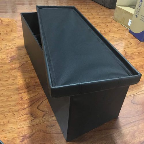  Ulikit 43 XL Faux Leather Folding Storage Ottoman Bench, Storage Chest Footrest Padded Seat, Black