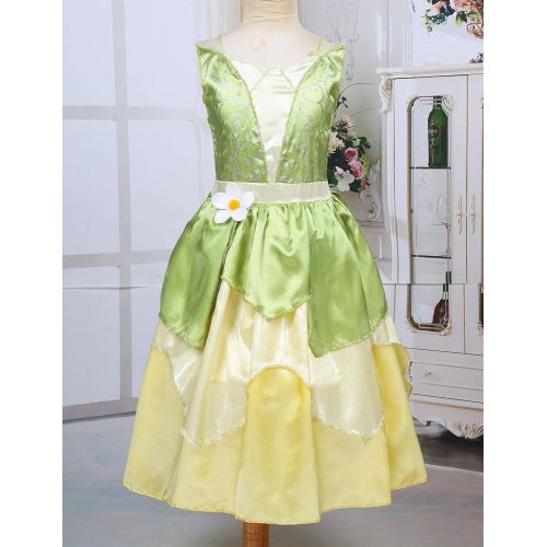  Agoky Girls Princess Dress Costume Frog Fairy Tale Fancy Dress Halloween Party Cosplay Ball Gown