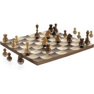 Umbra Buddy Chess Set For Kids & Adults  Modern Original Chessboard Game Made of Metal With Nickel & Titanium Finish  Measures 13 x 13 by 1 ½ Inch (33 x 33 x 3.8 cm) - Velvet Bot