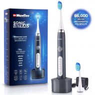 /Mueller Austria Mueller Sonic Rechargeable Electric Toothbrush with Dentist Recommended CrossClean Technology, Replacement Brush Heads, 5 Modes, IPX7 Fully Waterproof, Built-in Auto Timer 3D Clean