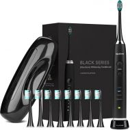 /Pure Daily Care AquaSonic Black Series Ultra Whitening Toothbrush - 8 DuPont Brush Heads & Travel Case Included - Ultra Sonic 40,000 VPM Motor & Wireless Charging - 4 Modes w Smart Timer - Modern