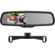 AUTO-VOX T2 Backup Camera Kit， 4.3”LCD OEM Rear View Mirror Monitor with IP 68 Waterproof Back Up Car Camera，Super Night Vision License Plate Rear View Camera Kit，Parking & Reversi