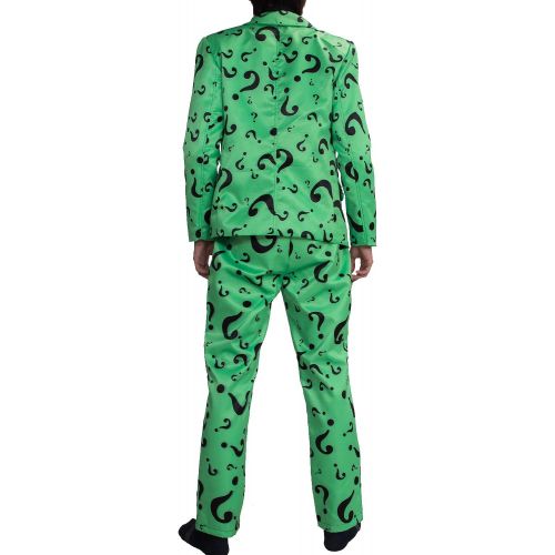  Xcoser Riddler Costume Suit Shirt Tie Question Mark Green Cosplay Halloween Outfit