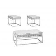 Coffee table Best Quality Furniture CT160-161-161 CT160-1-1 Coffee 2 End Table, Silver