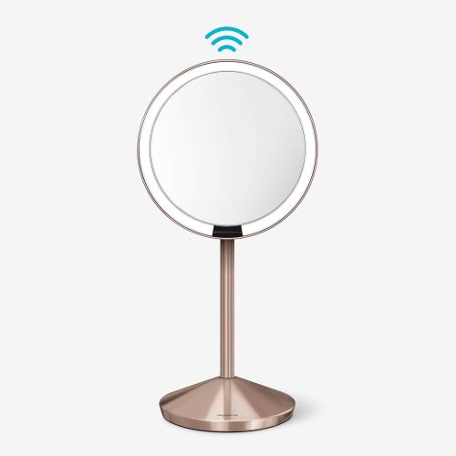 심플휴먼 Simplehuman simplehuman 5 inch Sensor Mirror, Lighted Makeup Mirror, 10x Magnification, Stainless Steel (Rose Gold)