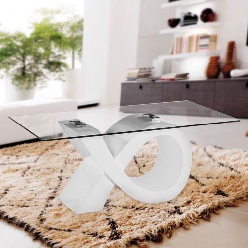  Coffee table Fab Glass and Mirror Modern Coffee, Dining Room Glass Table, 43, White