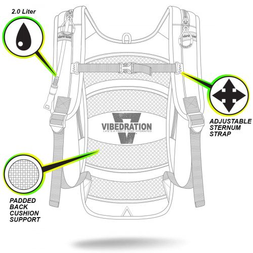  Vibedration Festival Hydration Pack | 2L Water Capacity | Rave Hydration, Festival Fashion, Hiking & Camping