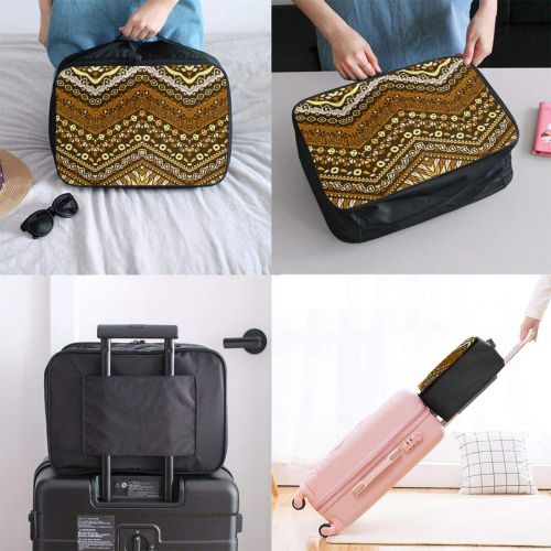  HFXFM Ethnic Pattern with Zigzag Travel Pouch Carry-on Duffel Bag Waterproof Portable Luggage Bag Attach to Suitcase
