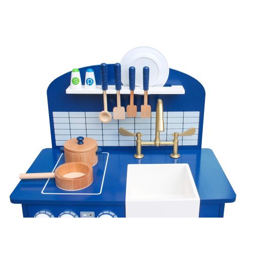  Pidoko Kids Play Kitchen, Navy Blue Toy Kitchen Set with Accessories, Limited Edition - Perfect for Boys and Girls