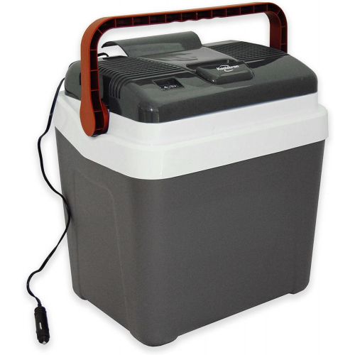  Koolatron 26 qt. Grab-and-Go Fun Plastic Cooler with Locking Flip-Up Handle in GreyWhite