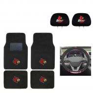 Car mats University of Louisville Automotive Gift Set.Wow! Logo On Front and Rear Auto Floor Liner. You get 2 Head Rest Cover 4 Floor Mat and 1 Wheel Cover in this gift set. Perfect to Loui