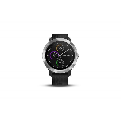 가민 Garmin Vivoactive 3, GPS Smartwatch with Contactless Payments and Built-In Sports APPS, Black with Silver Hardware