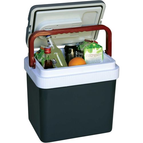  Koolatron 26 qt. Grab-and-Go Fun Plastic Cooler with Locking Flip-Up Handle in GreyWhite