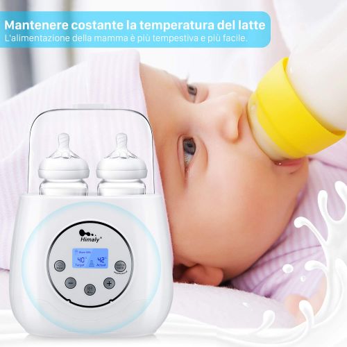  Himaly Flaschenwarmer Baby Unterwegs Babykostwarmer mit Warmhaltefunktion LED-Display fuer Babyflaschen Schnell Doppel Flaschen Warmer Weiss