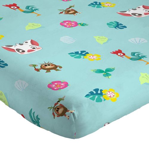  Jay Franco Disney Moana Flower Power Twin Sheet Set - Super Soft and Cozy Kid’s Bedding Features HeiHei & Pua - Fade Resistant Polyester Microfiber Sheets (Official Disney Product)