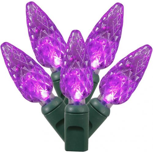  Vickerman 200 LED Light Set on Green Wire with a Spool 6 Bulb Spacing, 100, Purple