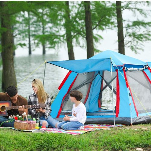  ALTINOVO Outdoor Familie Camping Doppeltuerrahmen Zelt, Belueftet wasserdicht Dauerhaft Geeignet fuer Parkstraende,DarkGreen,L