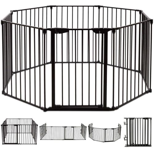  Unknown 8 Panel Metal Gate Baby Pet Fence Safe Playpen Barrier Wall-mount Multifunction