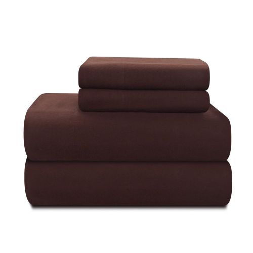  Pointehaven Heavy Weight 100-Percent Cotton Flannel Full Sheet Set, Chocolate