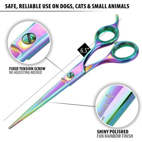  SHARF Professional 6.5 Rainbow Pet Grooming Scissors: Sharp 440c Japanese Clipping Shears for Dogs, Cats & Small Animals| Rainbow Series Hair CuttingClipping Scissors wEasy Grip