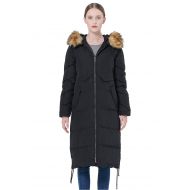 Orolay Womens Winter Drawstring Down Coat Removable Faux Fur Black 2XL