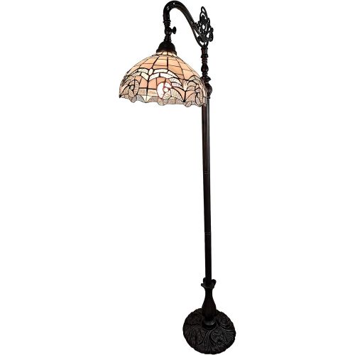  Amora Lighting AM264FL11 62-inch White Tiffany-Style Reading Floor Lamp, 62 inches Tall