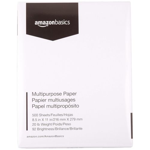  AmazonBasics Multipurpose Copy Printer Paper - White, 8.5 x 11 Inches, 5 Ream Case (2,500 Sheets)