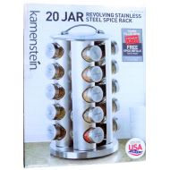 Kamenstein 20-Jar Revolving Spice Tower with Free Spice Refills (Stainless Steel Jars and Handle)