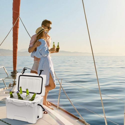  Dayanaprincess 20QT Handle White New Portable Lockable Fishing Camping Cooler Ice Chest Cooler Cold New Useful Outdoor Forest Pool Beach Camping Hiking Picnic Party Fresh